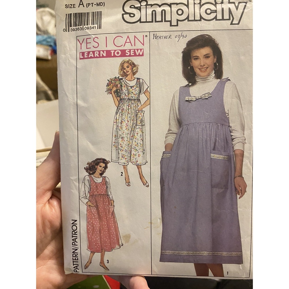 1980's VTG Simplicity Maternity Jumper Pattern 9261 Size PT-M Cut